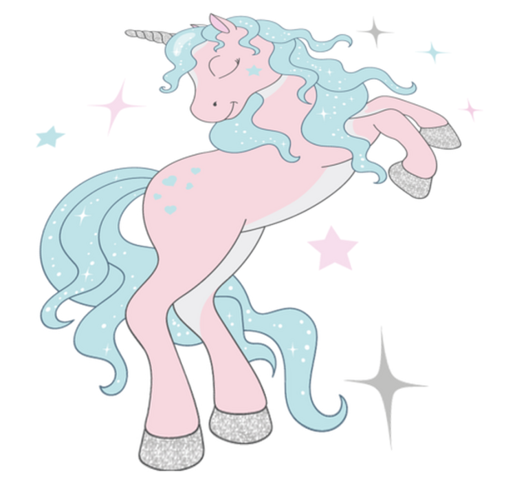 Kids vinyl rug with shimmering unicorns pattern - TenStickers