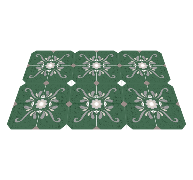 Bathroom vinyl rug with vintage tile design - TenStickers