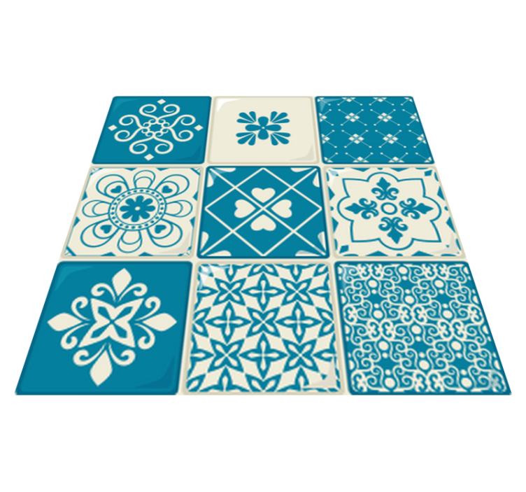 Bathroom vinyl rug in gray and blue pattern - TenStickers