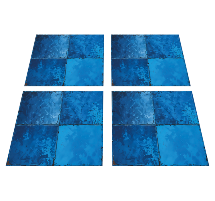 Bathroom vinyl rug in marine blue square motif - TenStickers