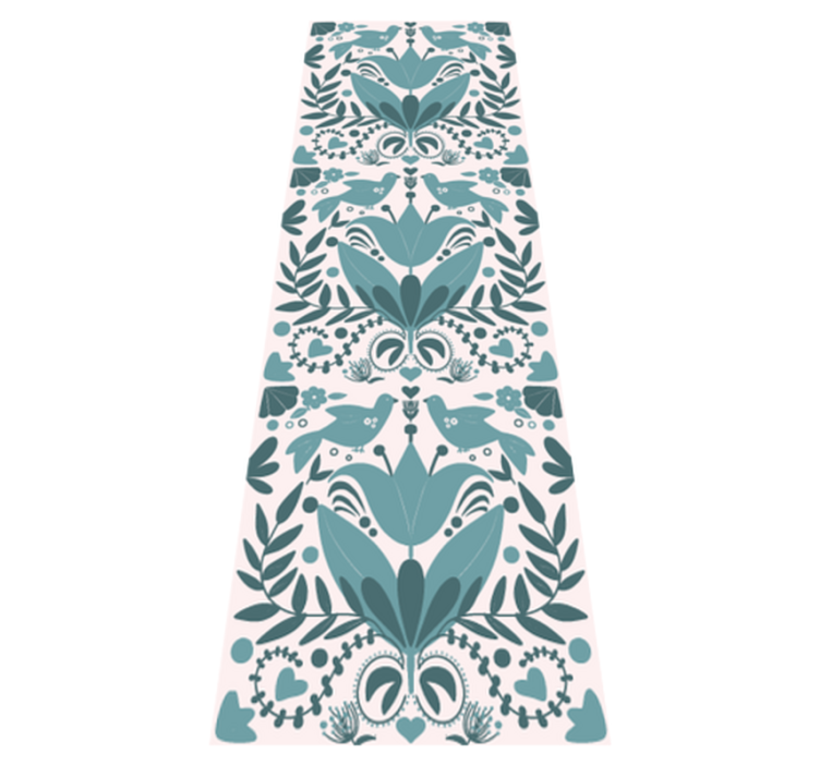 Kitchen vinyl rug with blue bird folk art pattern - TenStickers