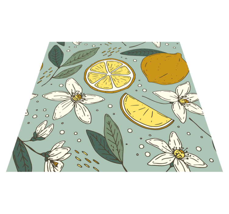 Kitchen vinyl rug with colorful lemon design - TenStickers