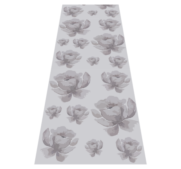 Gray 80s floral pattern bedroom vinyl rug - TenStickers