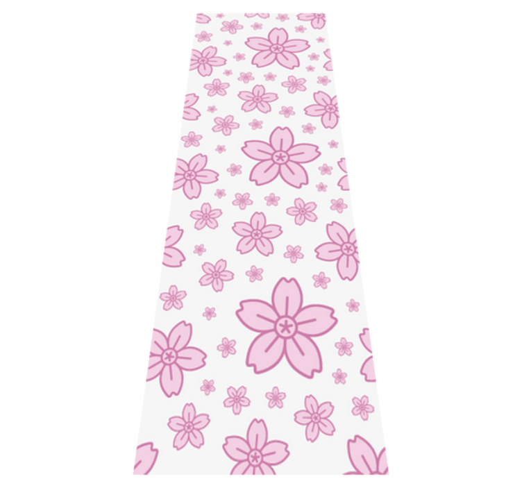 Bedroom vinyl rug with pink cute flowers on white - TenStickers
