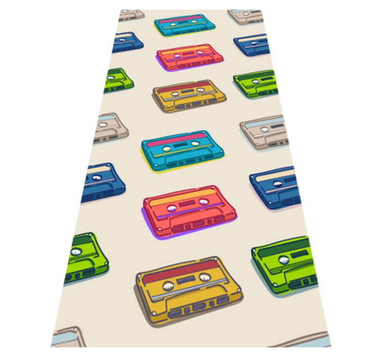 Bedroom vinyl rug with retro multicolored cassette design - TenStickers