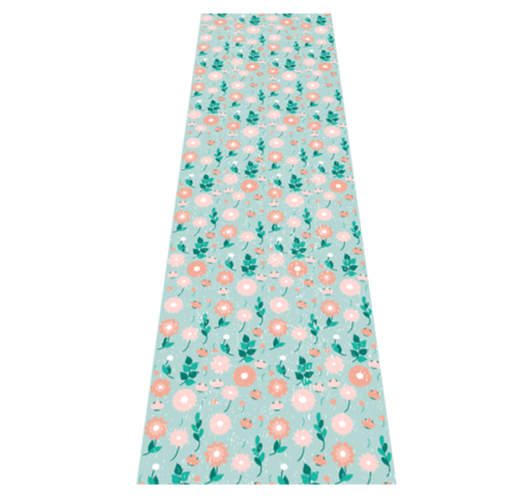 Blue floral shabby chic bedroom vinyl rug - TenStickers