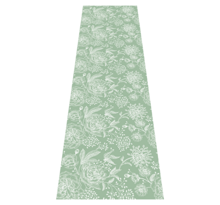 Green floral grandmillenial style bedroom vinyl rug - TenStickers