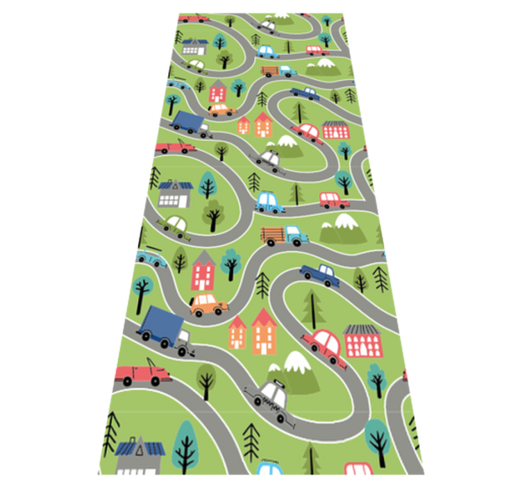 Colorful street with racing cars bedroom vinyl rug - TenStickers