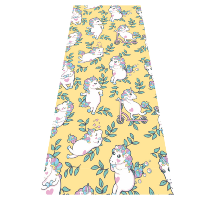 Bedroom vinyl rug with cute unicorns and green leaves - TenStickers