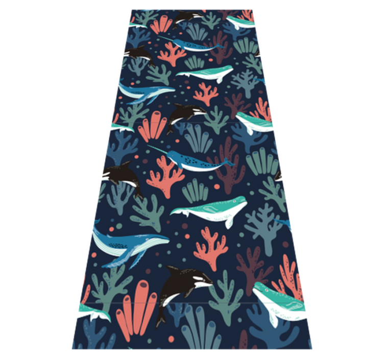 Vibrant sea creatures on blue bedroom vinyl rug - TenStickers