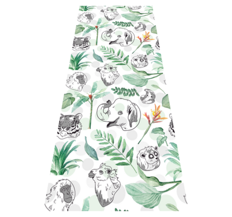 Watercolor tropical animals and plants bedroom vinyl rug - TenStickers
