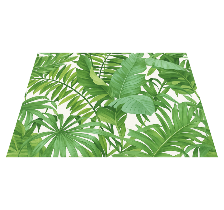 Tropical leaves motif bedroom vinyl rug - TenStickers