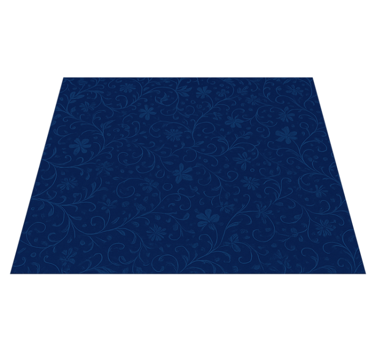 Bedroom vinyl rug navy blue floral design - TenStickers