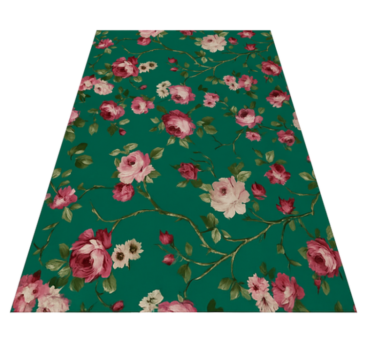 Bedroom vinyl rug with painted tree flower design - TenStickers
