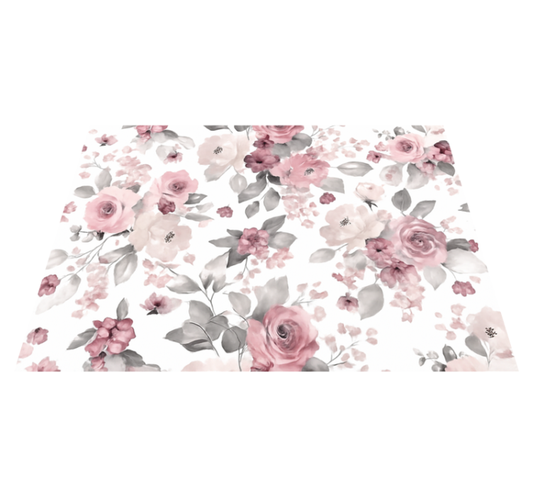 Grey delicate blossom pattern bedroom vinyl rug - TenStickers