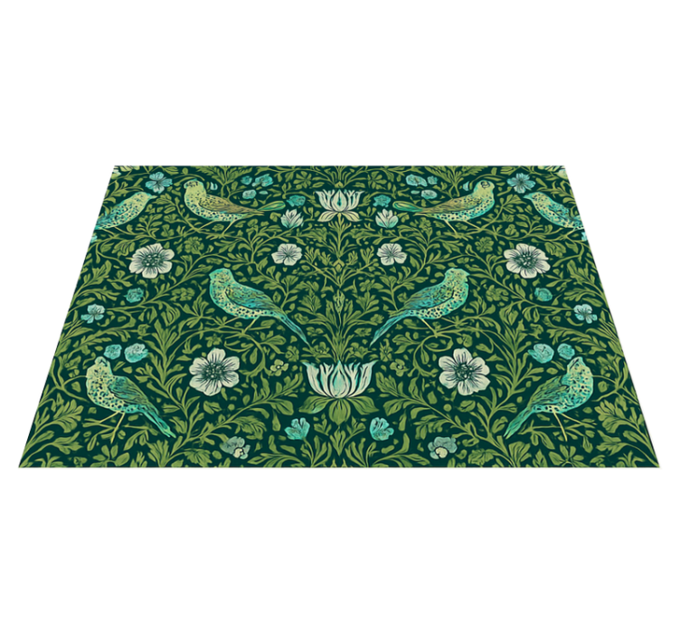 Bedroom vinyl rug with ornamental floral & bird - TenStickers