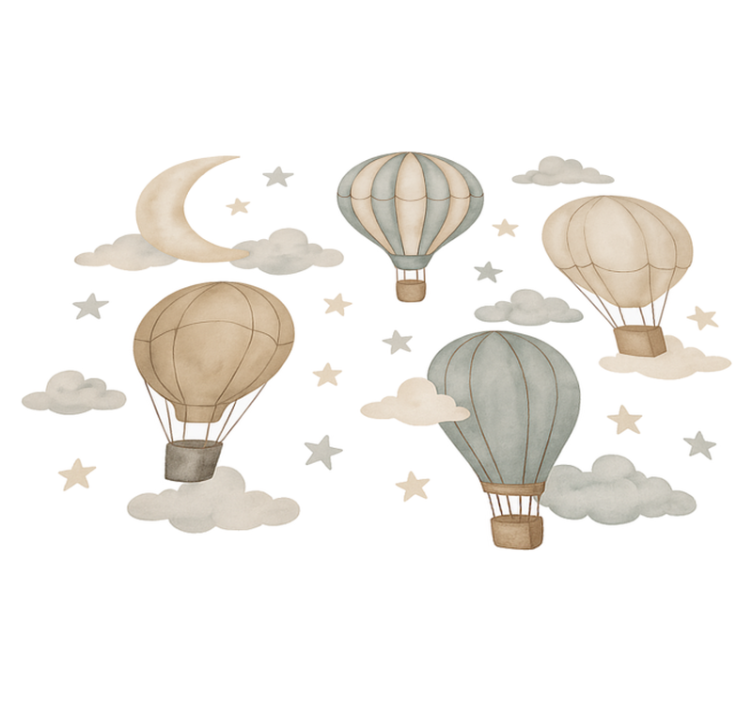 Bedroom vinyl rug with starry balloons design - TenStickers