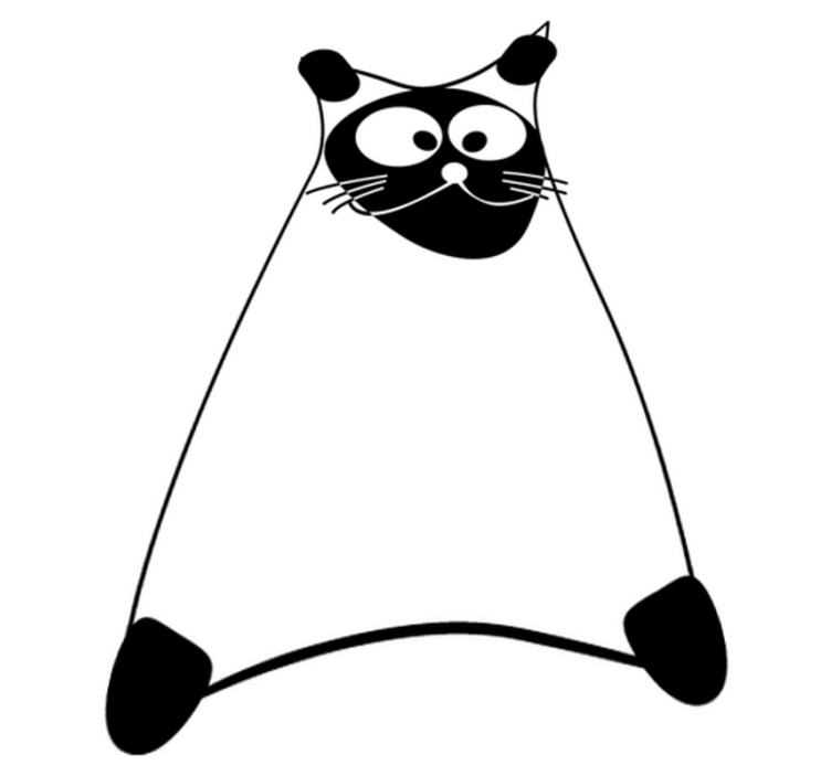 Bedroom vinyl rug with white cat outline design - TenStickers