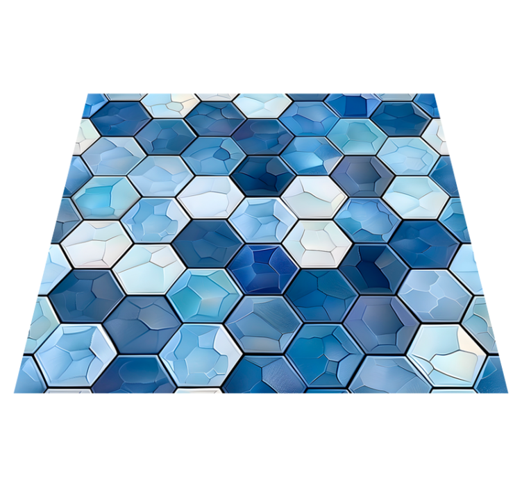Office vinyl rug in blue tile design - TenStickers