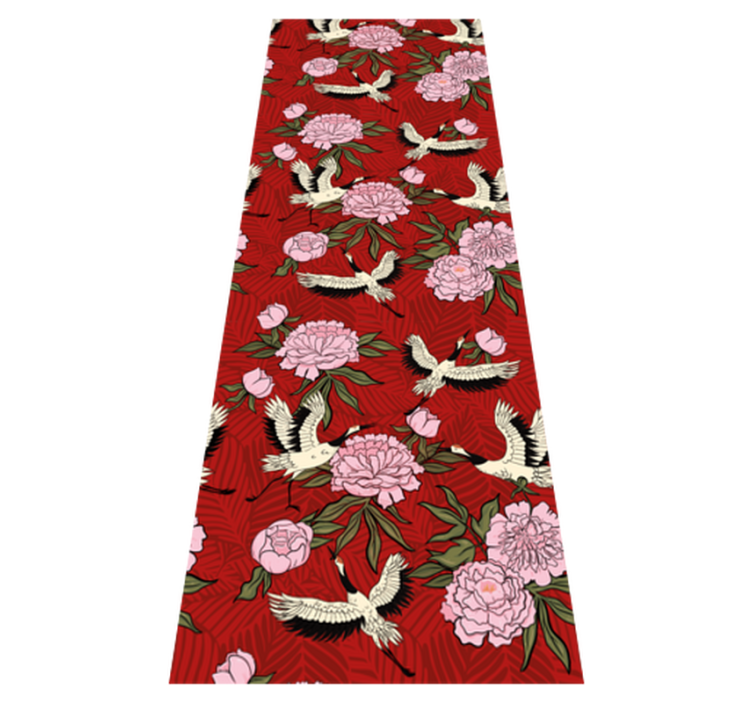 Bedroom vinyl rug with white birds on red pattern - TenStickers