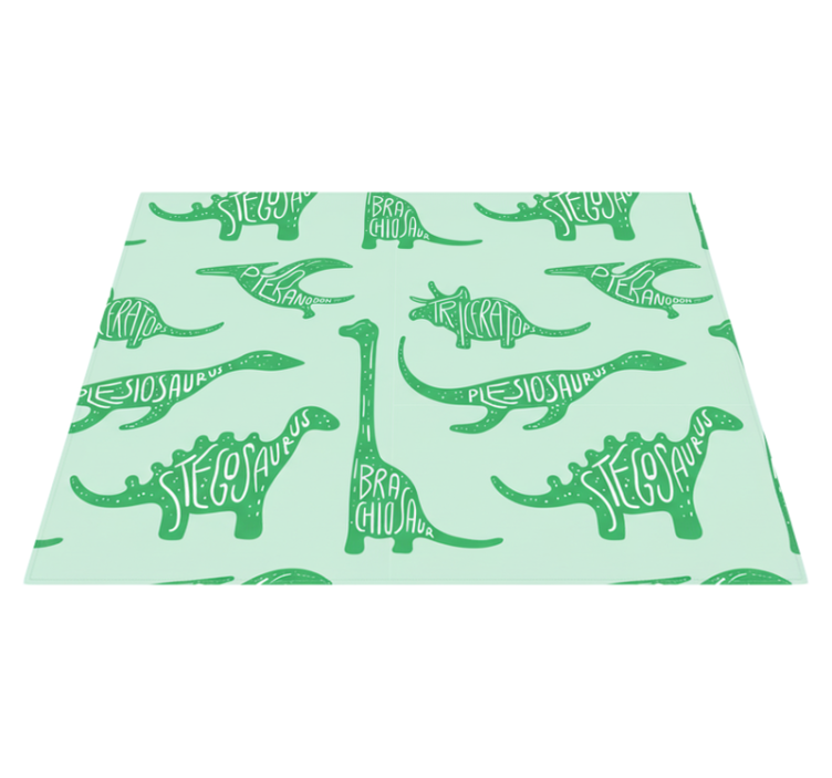 Bedroom vinyl rug featuring named green dinosaurs - TenStickers