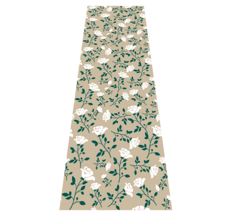 White vintage rose pattern bedroom vinyl rug - TenStickers