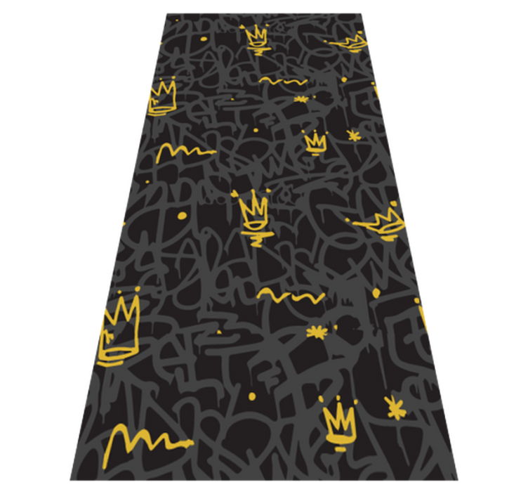 Bedroom vinyl rug featuring black and gold crown - TenStickers
