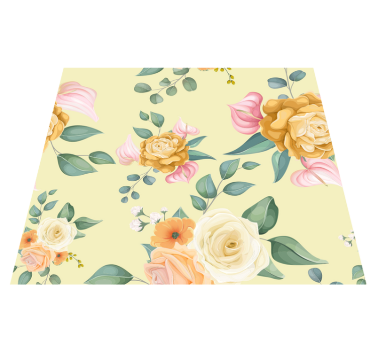 Bedroom vinyl rug yellow roses vintage design - TenStickers