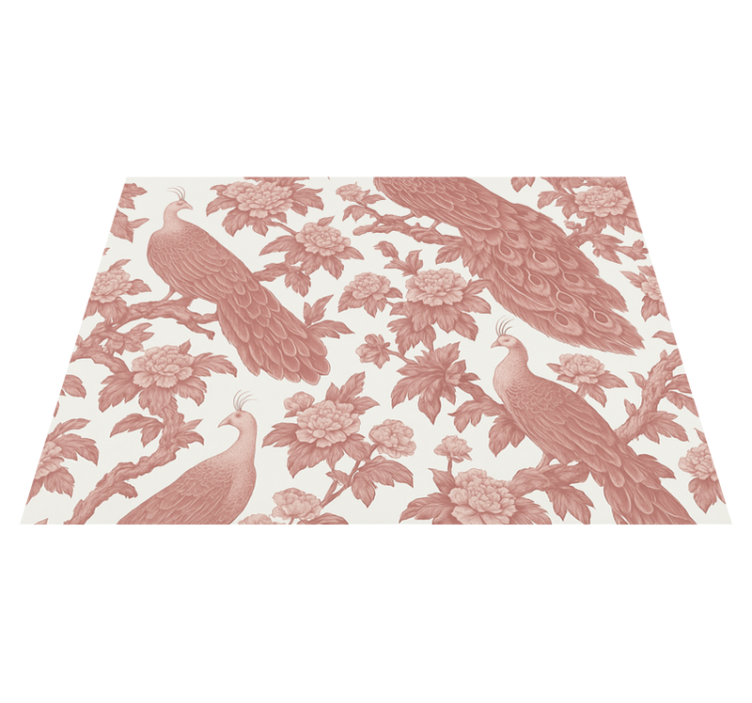 Bedroom vinyl rug with pink peacocks pattern - TenStickers