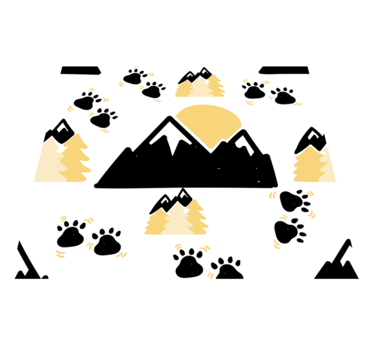 Bedroom vinyl rug with mountain footprints on white - TenStickers