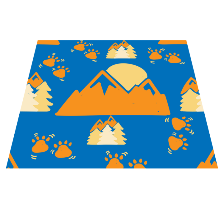 Bedroom vinyl rug footprints on dark blue mountains - TenStickers