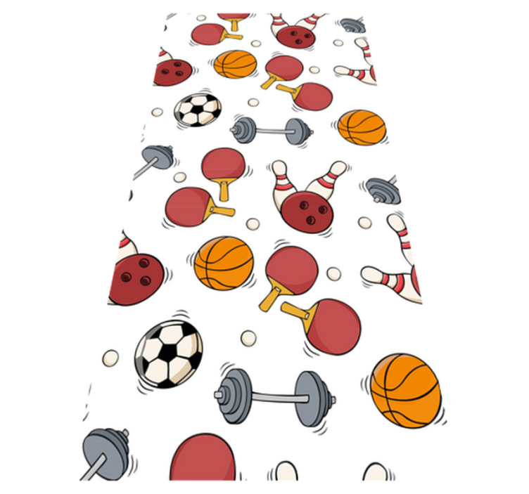 Bedroom vinyl rug with doodle sports equipment - TenStickers