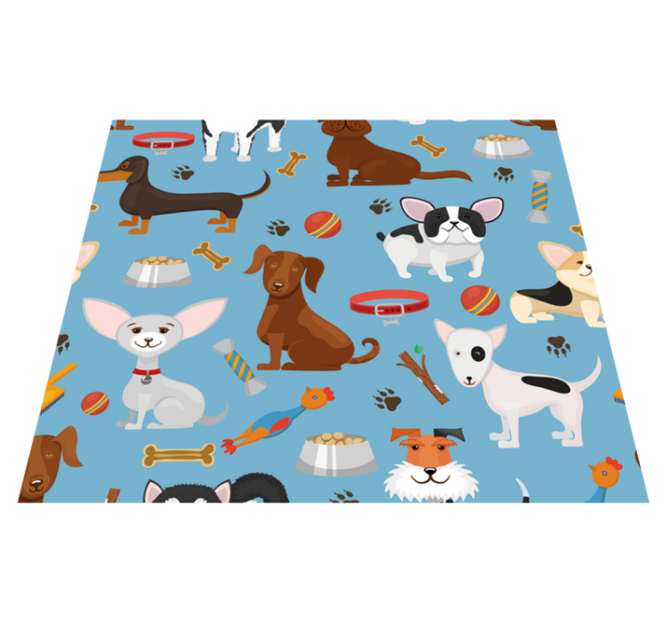 Bedroom vinyl rug with blue background dog pattern - TenStickers