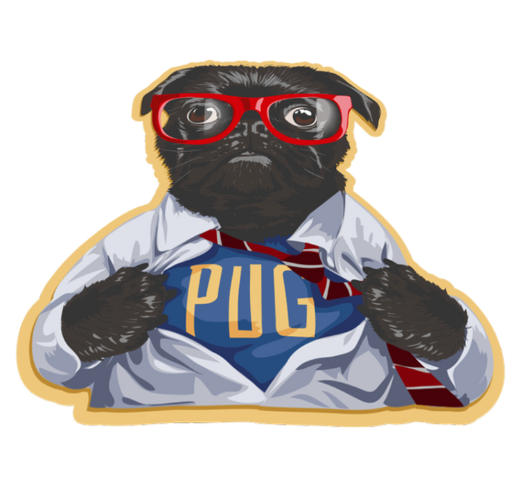 Stylish Pug Illustration animal vinyl rug - TenStickers