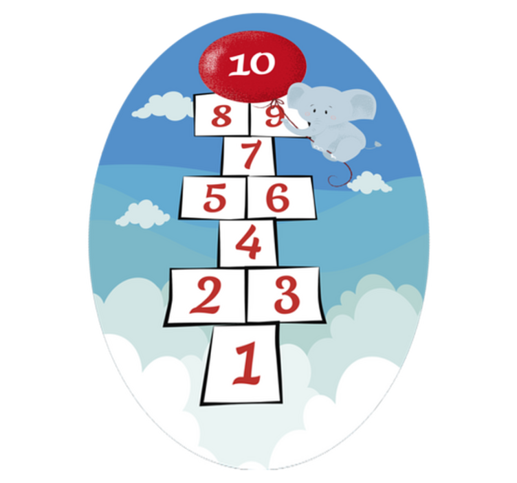 Elephant hopscotch game vinyl rug - TenStickers