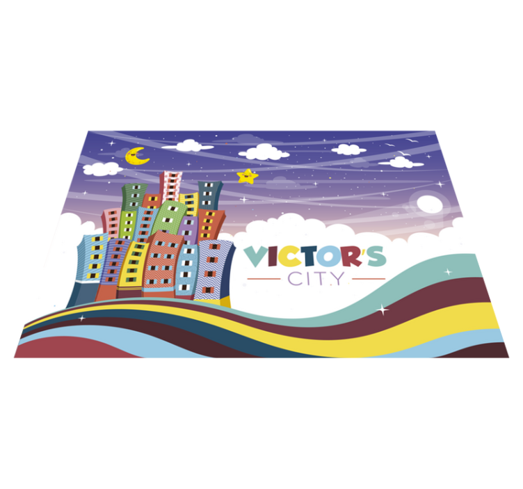 Cityscape Rainbow custom vinyl rug - TenStickers
