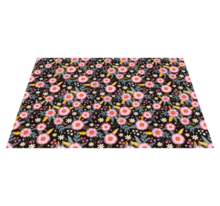 Floral Motif Detail floral vinyl rug - TenStickers