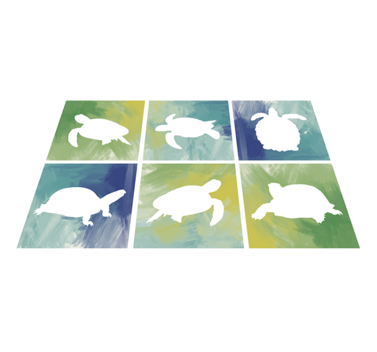 Turtle Silhouette Mosaic animal vinyl rug - TenStickers