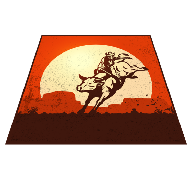 Cowboy Bull Silhouette kids vinyl rug - TenStickers