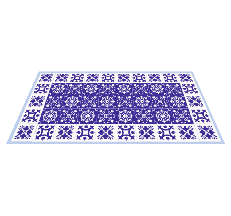 Blue Ceramic Pattern bathroom vinyl rug - TenStickers