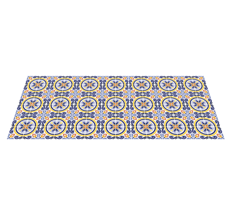 Intricate Mediterranean Motif tile vinyl rug - TenStickers