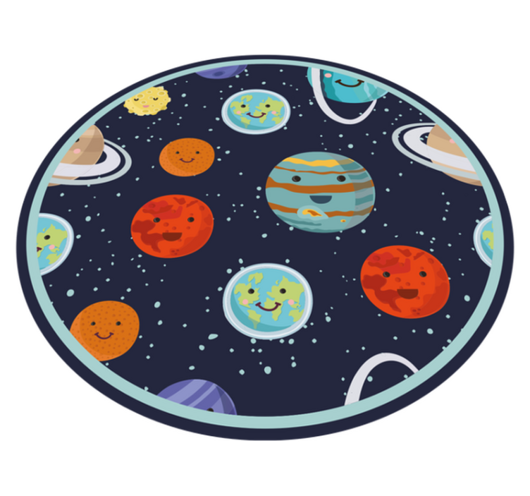 Smiling Planets Circle playroom rug - TenStickers
