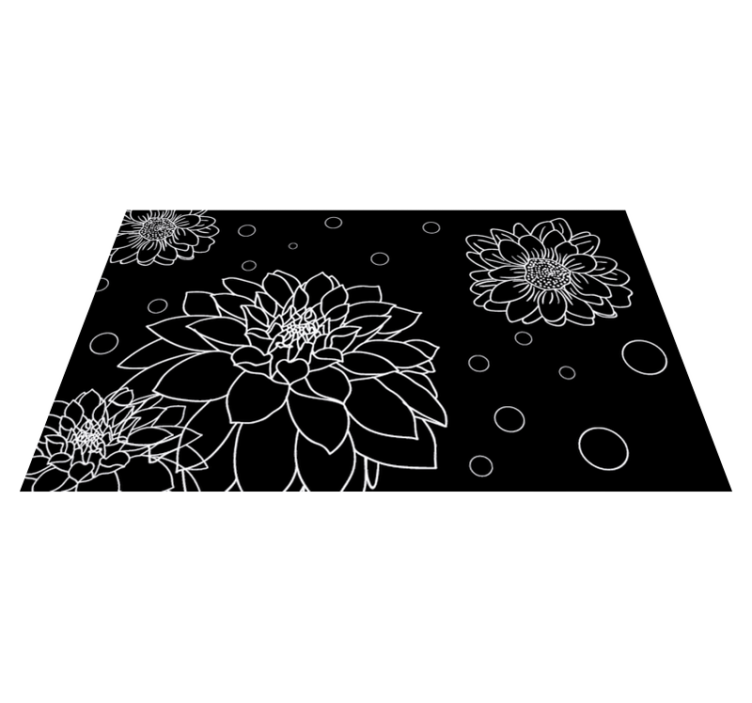 Floral Outline Contrast floral vinyl rug - TenStickers