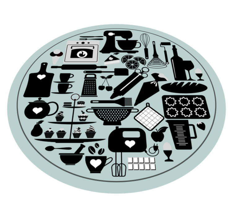 Culinary Silhouettes kitchen vinyl rug - TenStickers