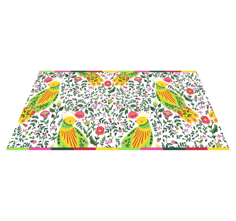 Floral Parrot Pattern floral vinyl rug - TenStickers