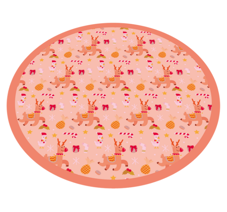 Festive Reindeer Circle Christmas vinyl rug - TenStickers