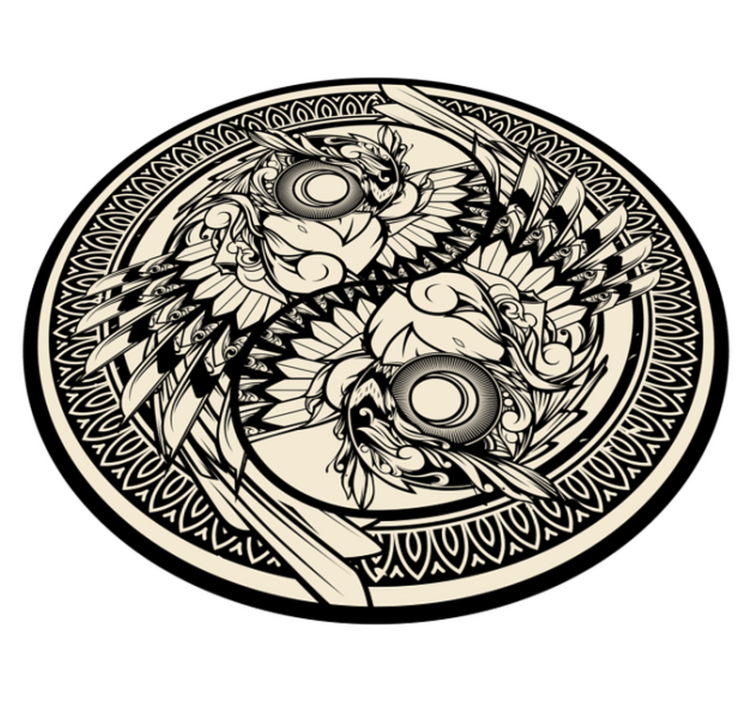 Detailed Mandala mandala vinyl rug - TenStickers