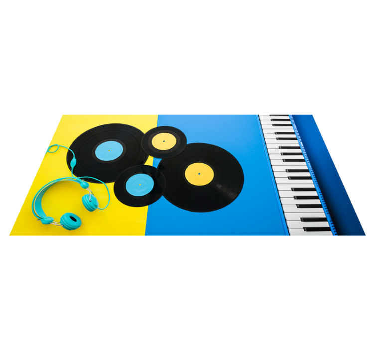 Piano and records modern vinyl rug - TenStickers