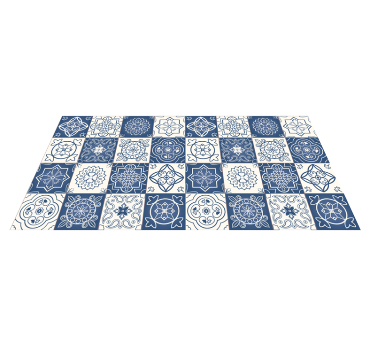 Blue Tile Print modern rug - TenStickers