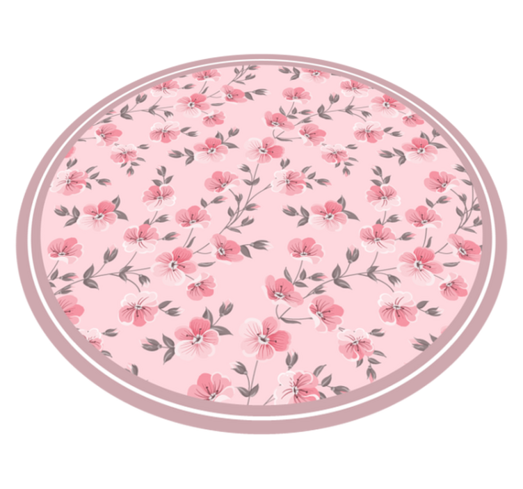 Floral Circle Design floral vinyl rug - TenStickers